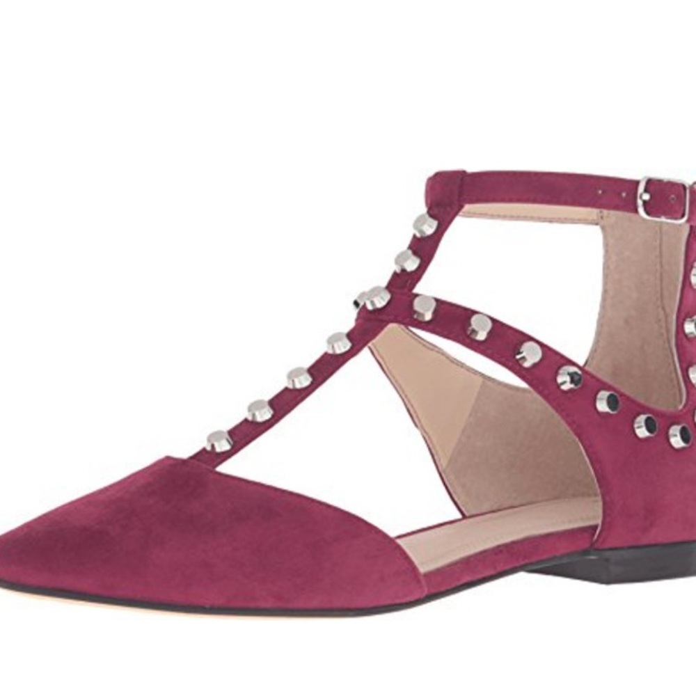 Marc Fisher Sava Studded Rose Burgundy T Flats size 8